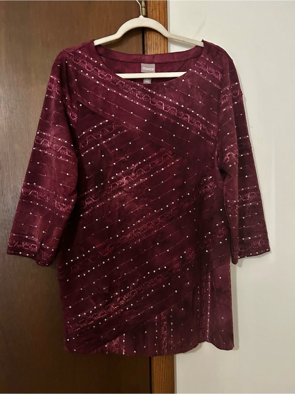Chico's Wine-Tone Sparkle Boatneck Tunic